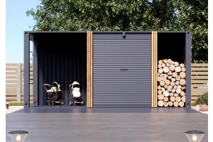 Морской жилой контейнер КРУС 20 футов с роллетой и планкеном и 1 открытой секцией