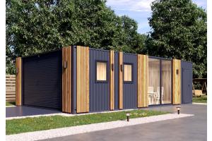 Морской жилой контейнер КРУС 20 футов с роллетой и планкеном и 2 открытыми секциями